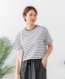 【C-FORT POINT/フォートポイント】ボーダークロップド丈Ｔシャツ