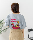 【sanrio/サンリオ】【ゆったりルーズシルエット】日焼けキャラクター サガラ刺繍Tシャツ ハローキティ クロミ ポチャッコ y2k 平成レトロ
