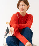 【HANES/ヘインズ】【長めの着丈は気になる腰周りをすっきりカバー】HANES Thermal for HER サーマルヘンリーロンＴ 長袖 無地 シンプル ドロップショルダー リングドット使い ヘムライン ❘ジーンズメイト公式オンラインショップ