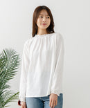 【FORT POINT/フォートポイント】レース襟 シャーリングプルオーバートップス