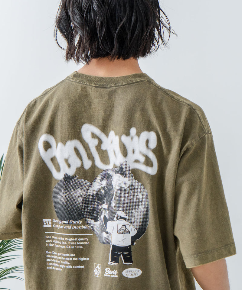 【BEN DAVIS/ベンデイビス】パウダーブリーチ加工 Tシャツ 半袖 クルーネック オーバーサイズ