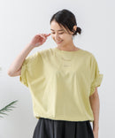 5分袖 刺繍 ねじりスリーブTシャツ【C17/シーセブンティーン】