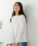 【FORT POINT/フォートポイント】レース襟 シャーリングプルオーバートップス