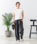 【C-FORT POINT/フォートポイント】華奢見え ワイドリブフレンチスリーブＴシャツ 二の腕カバー 伸縮性 細見え オフィス 通勤 きれいめ 大人カジュアル