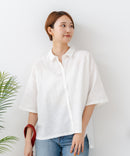 【C-FORTPOINT/フォートポイント】【涼しく着られて体型カバーも】綿麻ブラウス 天然素材 蒸れにくい さらさら 涼感 落ち感 高見え ニュアンスカラー