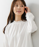 【FORT POINT/フォートポイント】レース襟 シャーリングプルオーバートップス