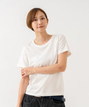 【HANES/ヘインズ】【独自製法で生み出したこだわりの白】SHIRO for HER クルーネックＴシャツ 綿100% 無地 シンプル 美シルエット すっきり見え コンパクトシルエット タグレス仕様 ブラインドステッチ ❘ジーンズメイト公式オンラインショップ