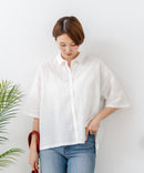 【C-FORTPOINT/フォートポイント】【涼しく着られて体型カバーも】綿麻ブラウス 天然素材 蒸れにくい さらさら 涼感 落ち感 高見え ニュアンスカラー