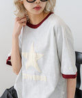 【CONVERSE/コンバース】発泡プリント 配色リンガーＴシャツ ライトグレー M ❘ジーンズメイト公式オンラインショップ