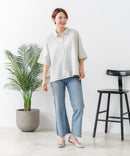 【C-FORTPOINT/フォートポイント】【涼しく着られて体型カバーも】綿麻ブラウス 天然素材 蒸れにくい さらさら 涼感 落ち感 高見え ニュアンスカラー