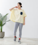 5分袖 刺繍 ポケット付Tシャツ【C17/シーセブンティーン】