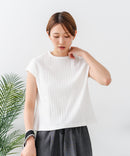 【C-FORT POINT/フォートポイント】華奢見え ワイドリブフレンチスリーブＴシャツ 二の腕カバー 伸縮性 細見え オフィス 通勤 きれいめ 大人カジュアル