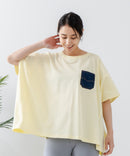 5分袖 刺繍 ポケット付Tシャツ【C17/シーセブンティーン】