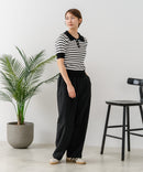 【U.S. POLO ASSN./ユーエスポロアッスン】ワンポイントロゴ刺繍 バイカラーニットポロシャツ