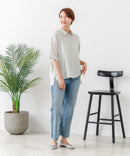 【C-FORTPOINT/フォートポイント】【涼しく着られて体型カバーも】綿麻ブラウス 天然素材 蒸れにくい さらさら 涼感 落ち感 高見え ニュアンスカラー