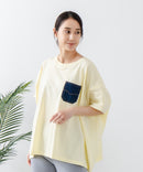 5分袖 刺繍 ポケット付Tシャツ【C17/シーセブンティーン】