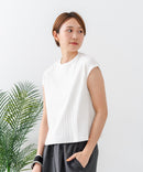 【C-FORT POINT/フォートポイント】華奢見え ワイドリブフレンチスリーブＴシャツ 二の腕カバー 伸縮性 細見え オフィス 通勤 きれいめ 大人カジュアル