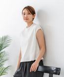 【C-FORT POINT/フォートポイント】華奢見え ワイドリブフレンチスリーブＴシャツ 二の腕カバー 伸縮性 細見え オフィス 通勤 きれいめ 大人カジュアル