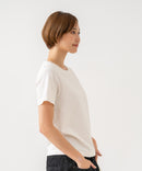 【HANES/ヘインズ】【独自製法で生み出したこだわりの白】SHIRO for HER クルーネックＴシャツ 綿100% 無地 シンプル 美シルエット すっきり見え コンパクトシルエット タグレス仕様 ブラインドステッチ ❘ジーンズメイト公式オンラインショップ