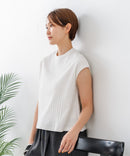 【C-FORT POINT/フォートポイント】華奢見え ワイドリブフレンチスリーブＴシャツ 二の腕カバー 伸縮性 細見え オフィス 通勤 きれいめ 大人カジュアル