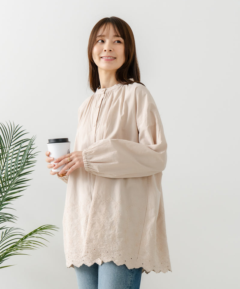 【FORT POINT/フォートポイント】スカラップ 刺繍 ブラウス