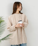 【FORT POINT/フォートポイント】スカラップ 刺繍 ブラウス