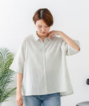 【C-FORTPOINT/フォートポイント】【涼しく着られて体型カバーも】綿麻ブラウス 天然素材 蒸れにくい さらさら 涼感 落ち感 高見え ニュアンスカラー