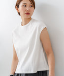 【C-FORT POINT/フォートポイント】華奢見え ワイドリブフレンチスリーブＴシャツ 二の腕カバー 伸縮性 細見え オフィス 通勤 きれいめ 大人カジュアル