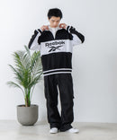 【Reebok/リーボック】裏毛 ロゴ 切替リブライン ハーフジッププルオーバー スウェット zo