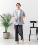 【C-FORT POINT/フォートポイント】涼しい羽織り シアー素材 半袖 ダブルテーラードジャケット きれいめ オフィス 通勤 冷房対策 韓国ファッション 大人カジュアル