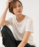 【HANES/ヘインズ】【独自製法で生み出したこだわりの白】SHIRO for HER クルーネックＴシャツ 綿100% 無地 シンプル 美シルエット すっきり見え コンパクトシルエット タグレス仕様 ブラインドステッチ ❘ジーンズメイト公式オンラインショップ