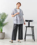 【C-FORT POINT/フォートポイント】涼しい羽織り シアー素材 半袖 ダブルテーラードジャケット きれいめ オフィス 通勤 冷房対策 韓国ファッション 大人カジュアル