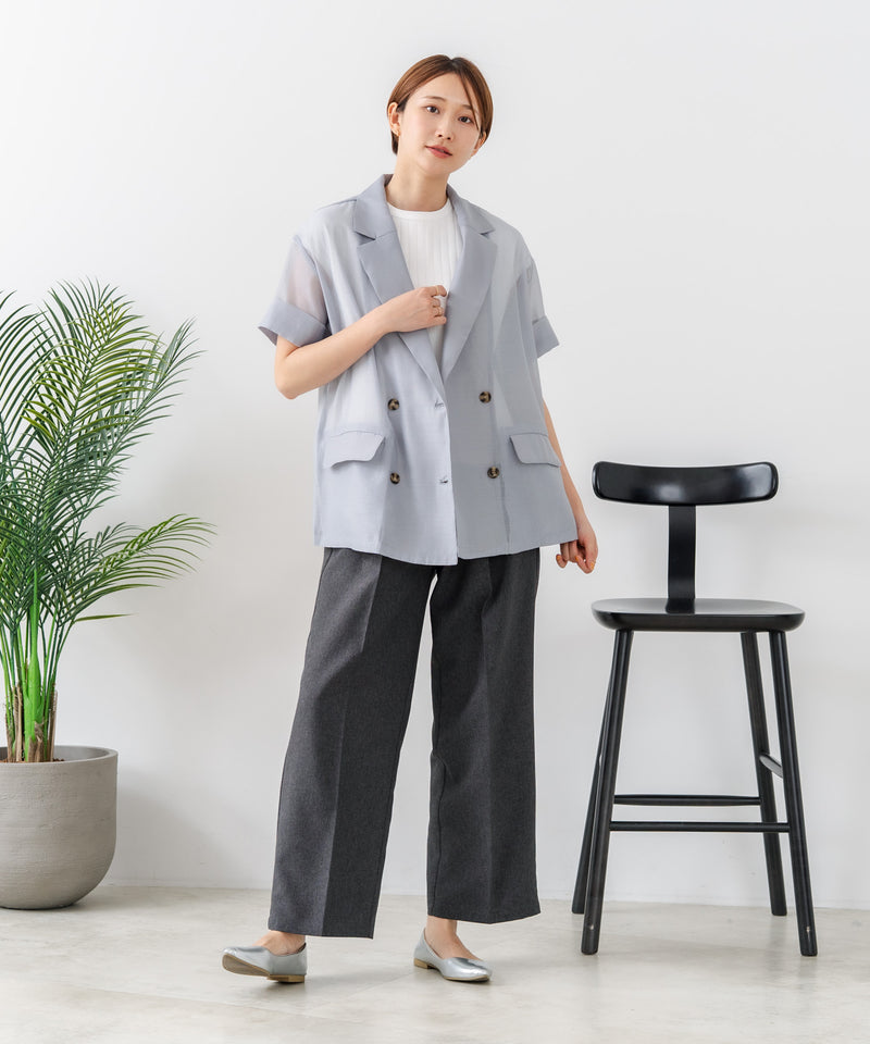 C-FORT POINT/フォートポイント】涼しい羽織り シアー素材 半袖 ダブル 