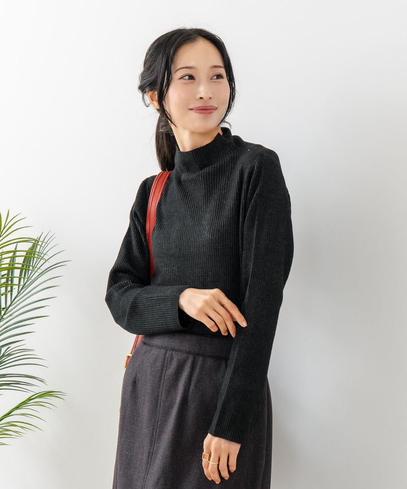 【C-FORT POINT/フォートポイント】リブボトルネック ニットプルオーバー