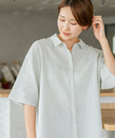 【C-FORTPOINT/フォートポイント】【涼しく着られて体型カバーも】綿麻ブラウス 天然素材 蒸れにくい さらさら 涼感 落ち感 高見え ニュアンスカラー