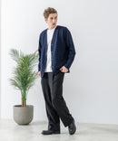 ドライリップル ボタンカーディガン 吸水速乾 ストレッチ イージーケア さらさら快適 BLUE STANDARD