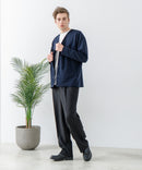 ドライリップル ボタンカーディガン 吸水速乾 ストレッチ イージーケア さらさら快適 BLUE STANDARD