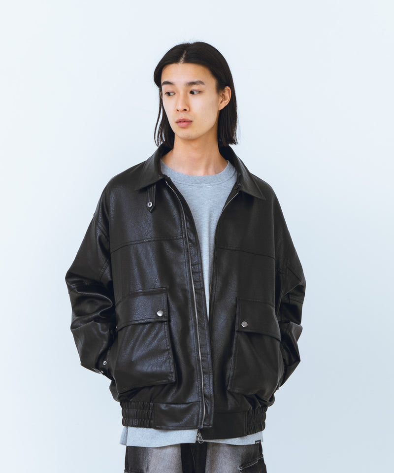 【SAVIER/サビアー】ボア衿G1PUレザーブルゾン