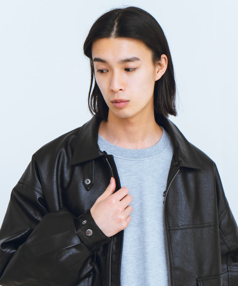 【SAVIER/サビアー】ボア衿G1PUレザーブルゾン