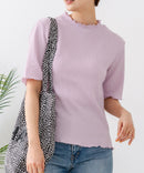 【C-FORTPOINT/フォートポイント】【ひんやり接触冷感 二の腕カバー】カット楊柳 ハイネック5分袖Tシャツ 体型カバー 着痩せ きれいめ カジュアル 涼しい