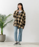 【BEVERLY HILLS POLO CLUB/ビバリーヒルズポロクラブ】オーバーサイズ ロゴ ワンポイント刺繍 シャギーチェックシャツ/フランネルシャツ/レディース メンズ