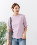 【C-FORTPOINT/フォートポイント】【ひんやり接触冷感 二の腕カバー】カット楊柳 ハイネック5分袖Tシャツ 体型カバー 着痩せ きれいめ カジュアル 涼しい