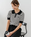 【U.S. POLO ASSN./ユーエスポロアッスン】ワンポイントロゴ刺繍 バイカラーニットポロシャツ