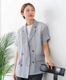 【C-FORT POINT/フォートポイント】涼しい羽織り シアー素材 半袖 ダブルテーラードジャケット きれいめ オフィス 通勤 冷房対策 韓国ファッション 大人カジュアル