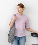 【C-FORTPOINT/フォートポイント】【ひんやり接触冷感 二の腕カバー】カット楊柳 ハイネック5分袖Tシャツ 体型カバー 着痩せ きれいめ カジュアル 涼しい