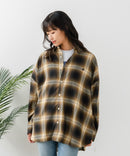 【BEVERLY HILLS POLO CLUB/ビバリーヒルズポロクラブ】オーバーサイズ ロゴ ワンポイント刺繍 シャギーチェックシャツ/フランネルシャツ/レディース メンズ