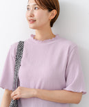【C-FORTPOINT/フォートポイント】【ひんやり接触冷感 二の腕カバー】カット楊柳 ハイネック5分袖Tシャツ 体型カバー 着痩せ きれいめ カジュアル 涼しい