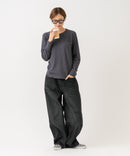 【HANES/ヘインズ】【洗うほどに肌に馴染む柔らかなコットン混素材】HANES Thermal for HER サーマルクルーロンＴ 無地 シンプル すっきりシルエット ラグランスリーブ ヘムライン タグレス仕様 ❘ジーンズメイト公式オンラインショップ