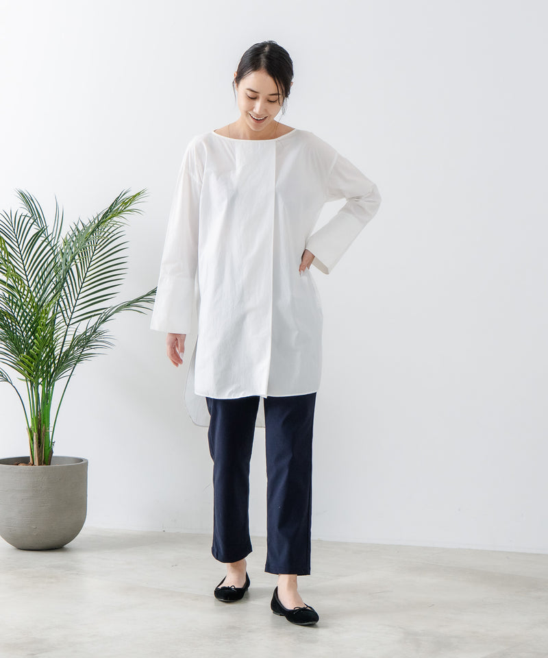スラリー タック テーパード パンツ C-FORT POINT カジュアル オフィス 美脚効果 快適 ストレッチ