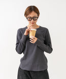 【HANES/ヘインズ】【洗うほどに肌に馴染む柔らかなコットン混素材】HANES Thermal for HER サーマルクルーロンＴ 無地 シンプル すっきりシルエット ラグランスリーブ ヘムライン タグレス仕様 ❘ジーンズメイト公式オンラインショップ